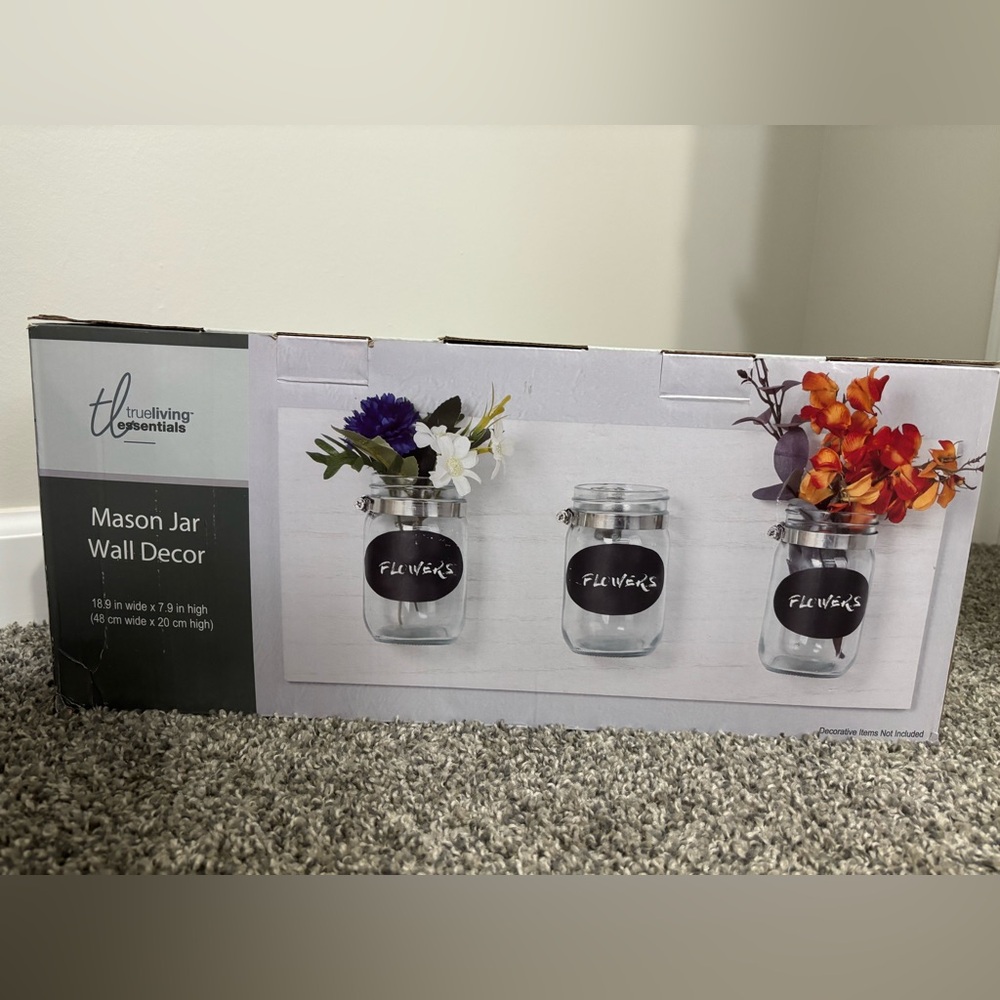 Brand new, in the box, wall mount mason jar flower holders
